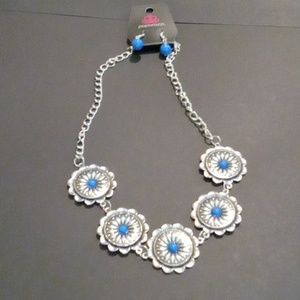 Blue & Silver Necklace & Earring Set